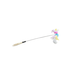 Maksan Cat Feather Wand Toy, Long Curved Wire, Colorful Feather Teaser, Interactive Play Toy for Indoor Cats & Kittens, Relieve Boredom & Boost Exercise